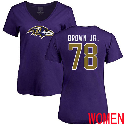 Baltimore Ravens Purple Women Orlando Brown Jr. Name and Number Logo NFL Football #78 T Shirt->baltimore ravens->NFL Jersey
